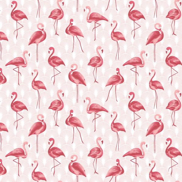 Flamingos estão totalmente em alta. Aqui, tecido da Paranatex